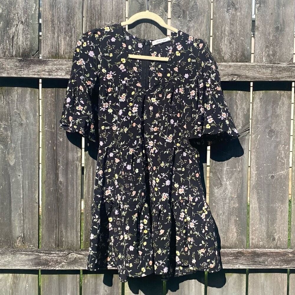 Mustard Seed Black‎ Floral Mini Dress | S
